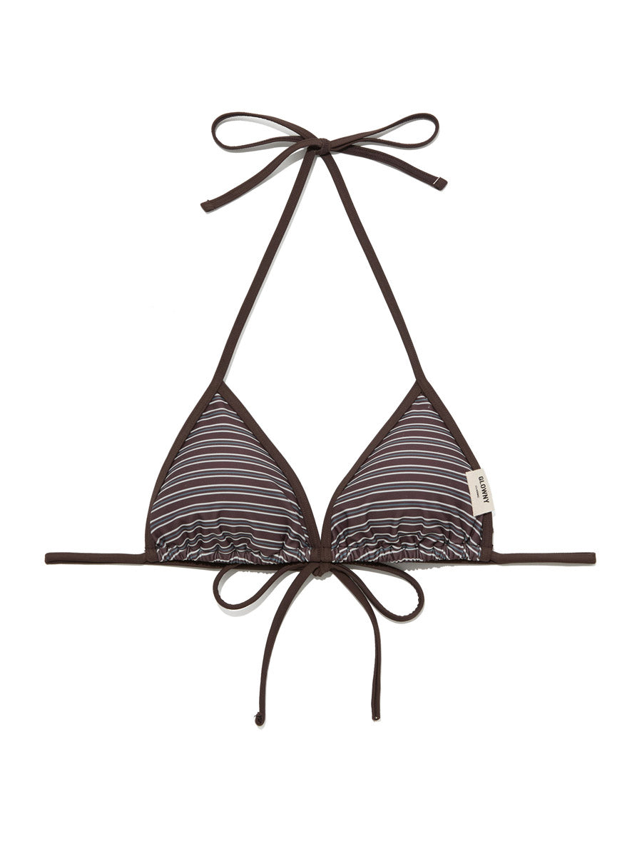 GLOWNY G Encore Stripe Bikini Top (Brown Stripe)
