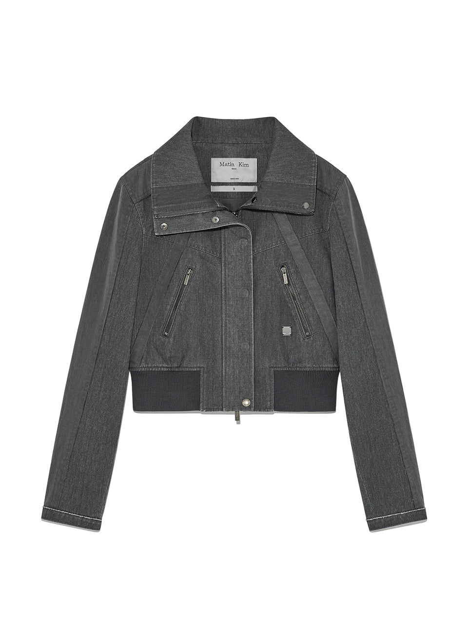 Matinkim Color Mixed Slim Bomber Jumper IN Charcoal