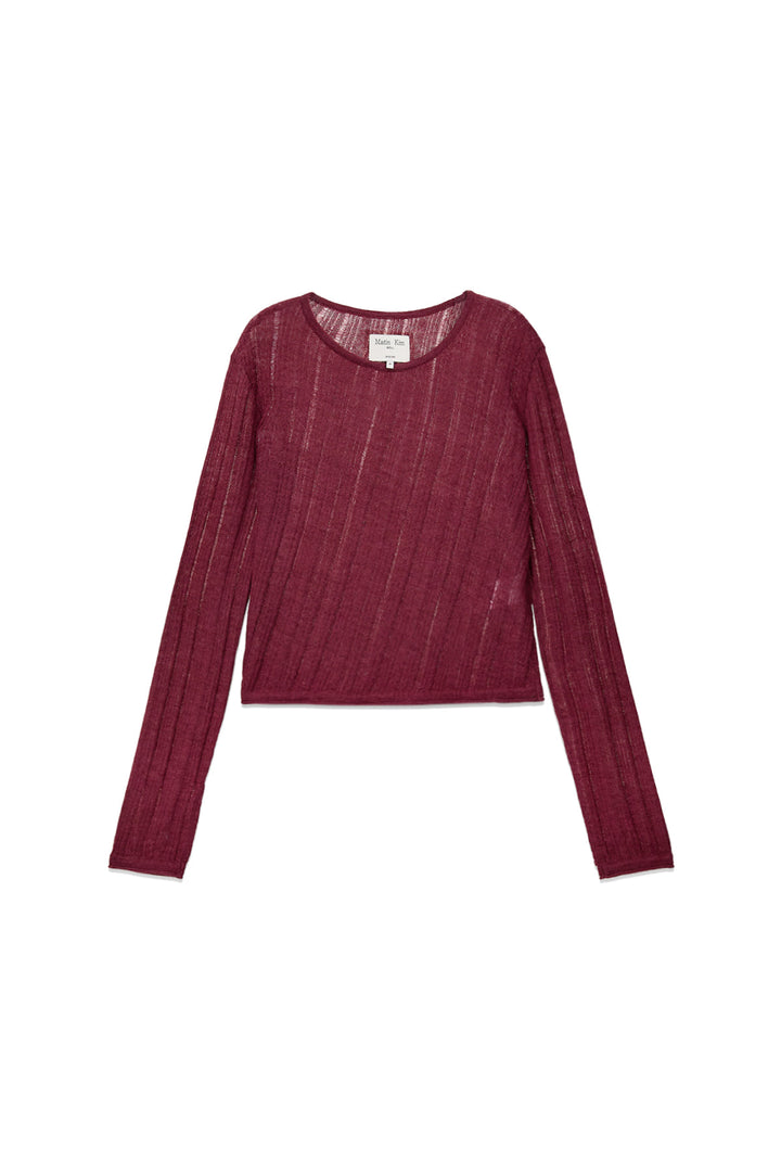 Matinkim Diagonal Texture Knit Top IN Burgundy