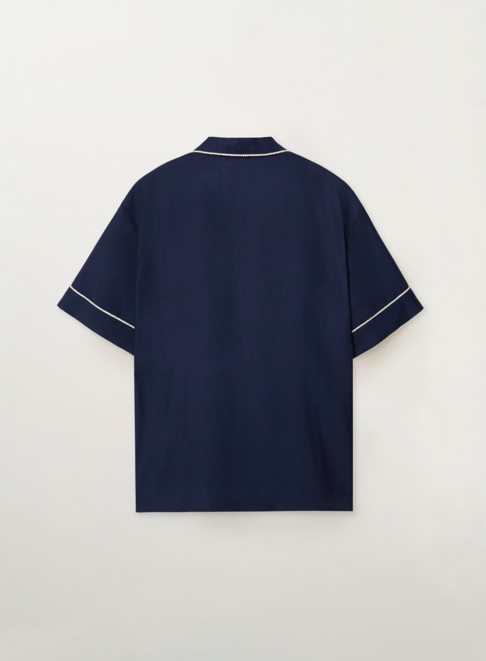 [satur] Homewear Open Collar Half Shirt - Navy