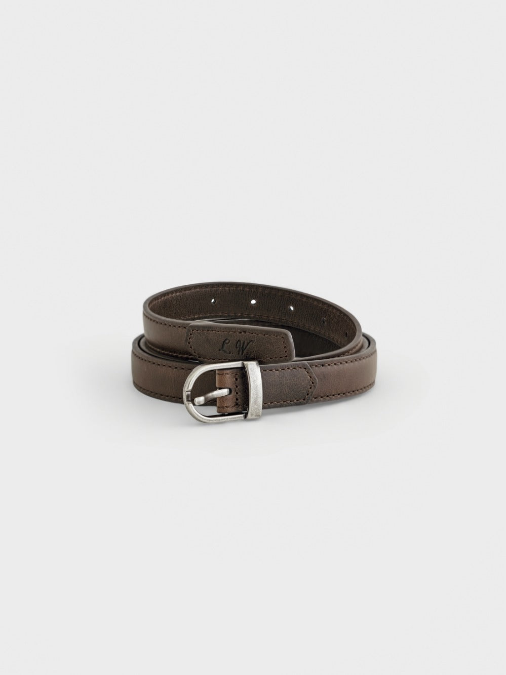 Low Classic Leather Thin Buckle Belt Brown