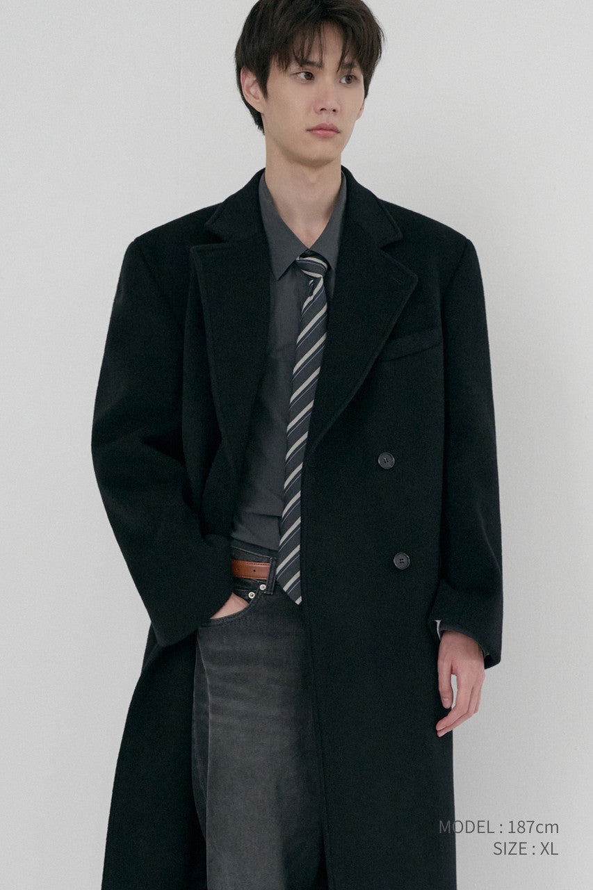 Dunst Unisex Loose Double-Breasted Coat Black