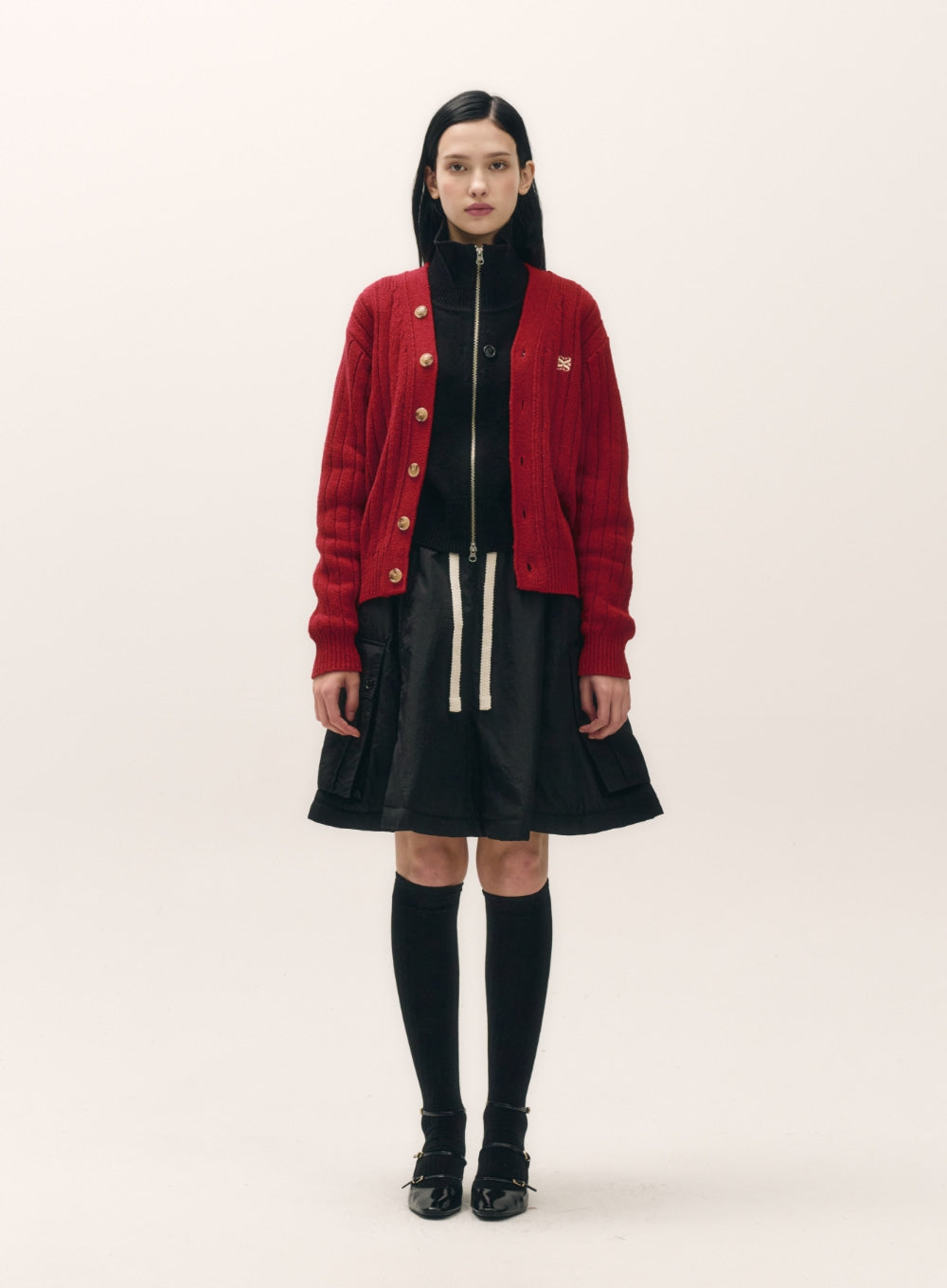 (W) Faro Over Size Boucle Cardigan - Burgundy Red