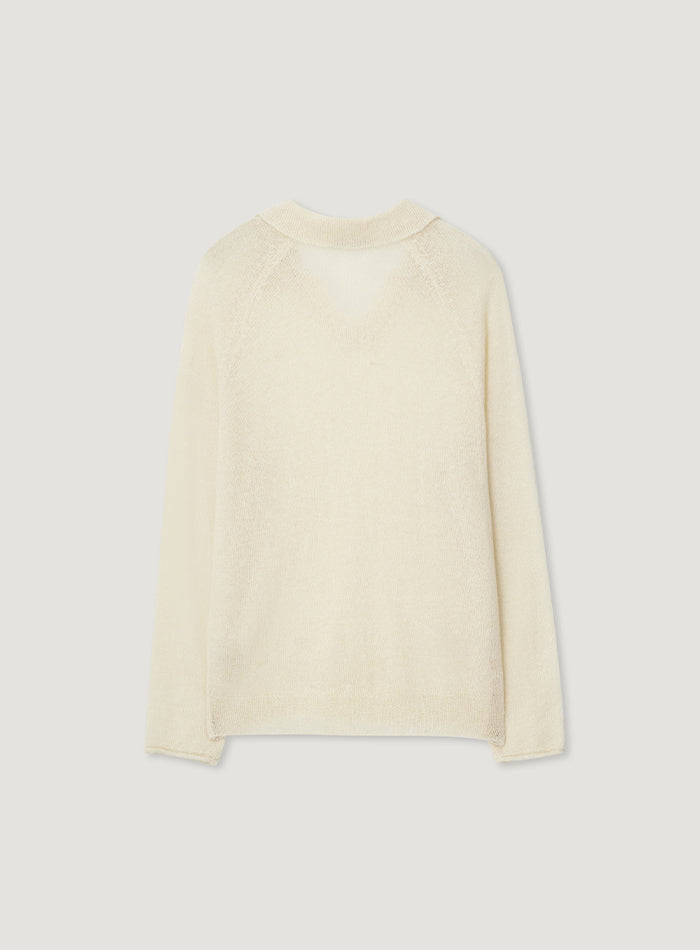 Mango Maniplease Paca Collar Knit Oat Cream