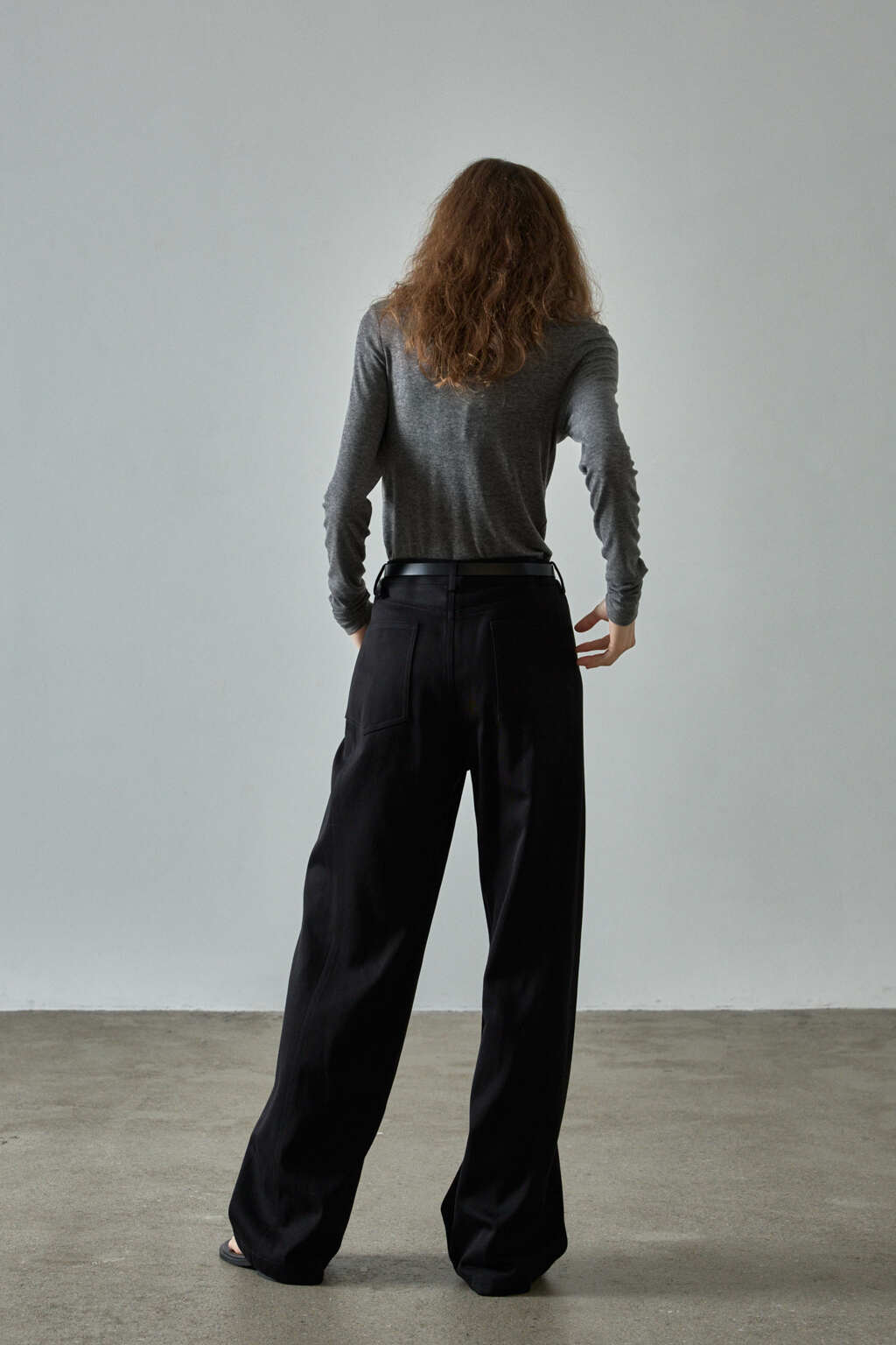 Facade Pattern Curved Cotton Pants black