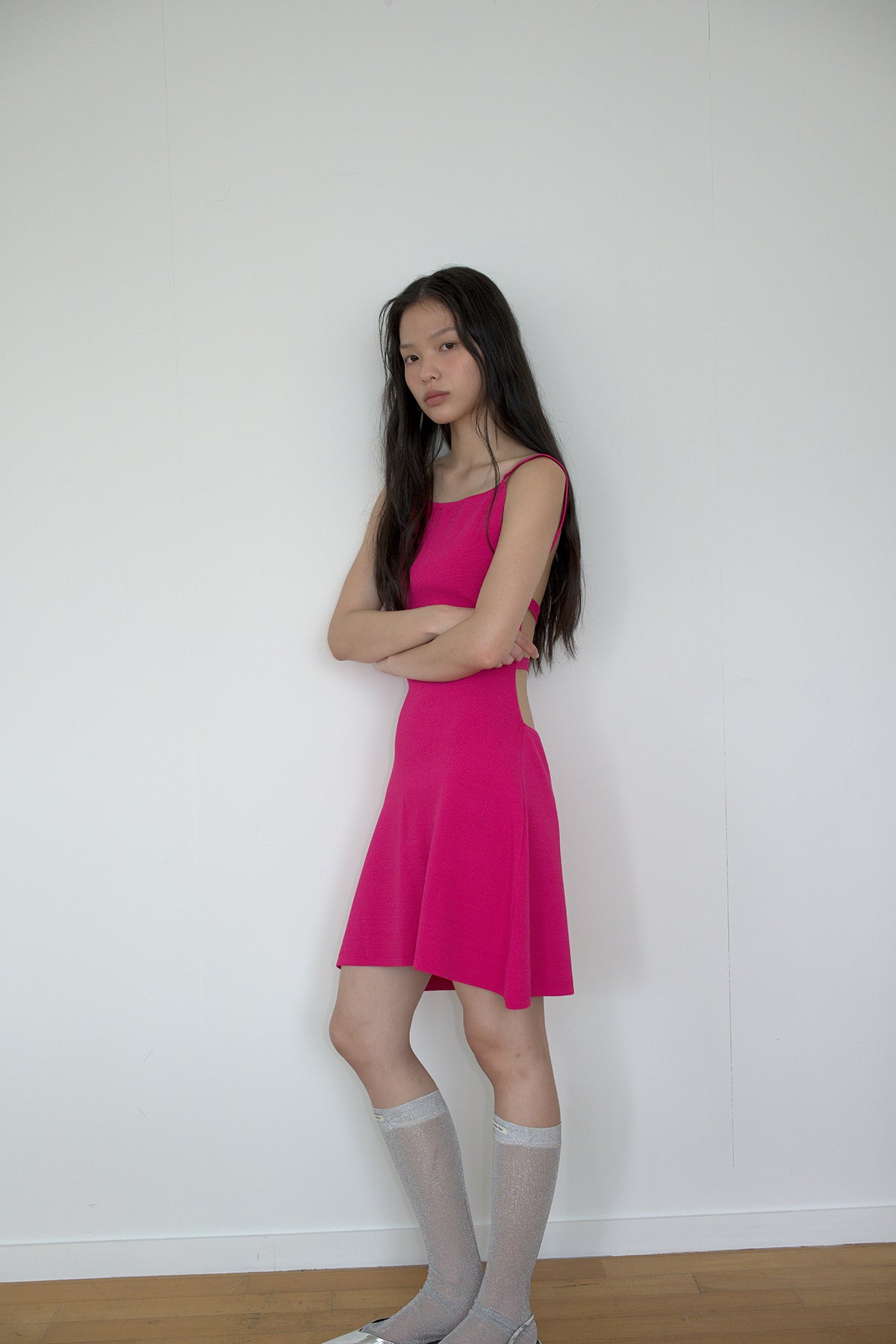 Overdueflair Backless Knit Dress Magenta