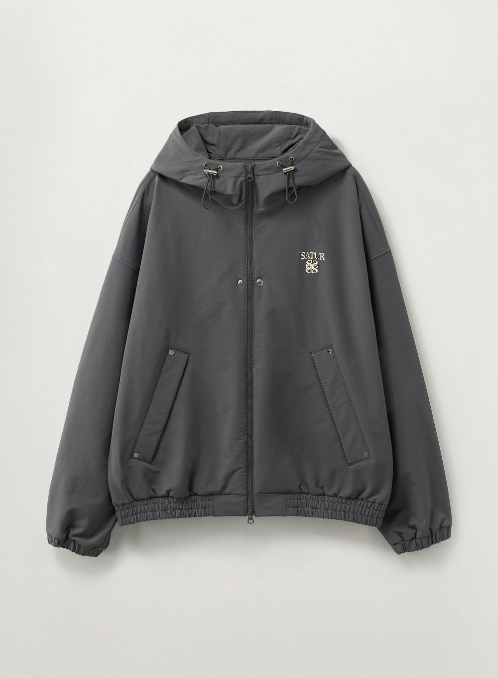 [satur] Teo Nylon Fleece Hood Jacket - Charcoal