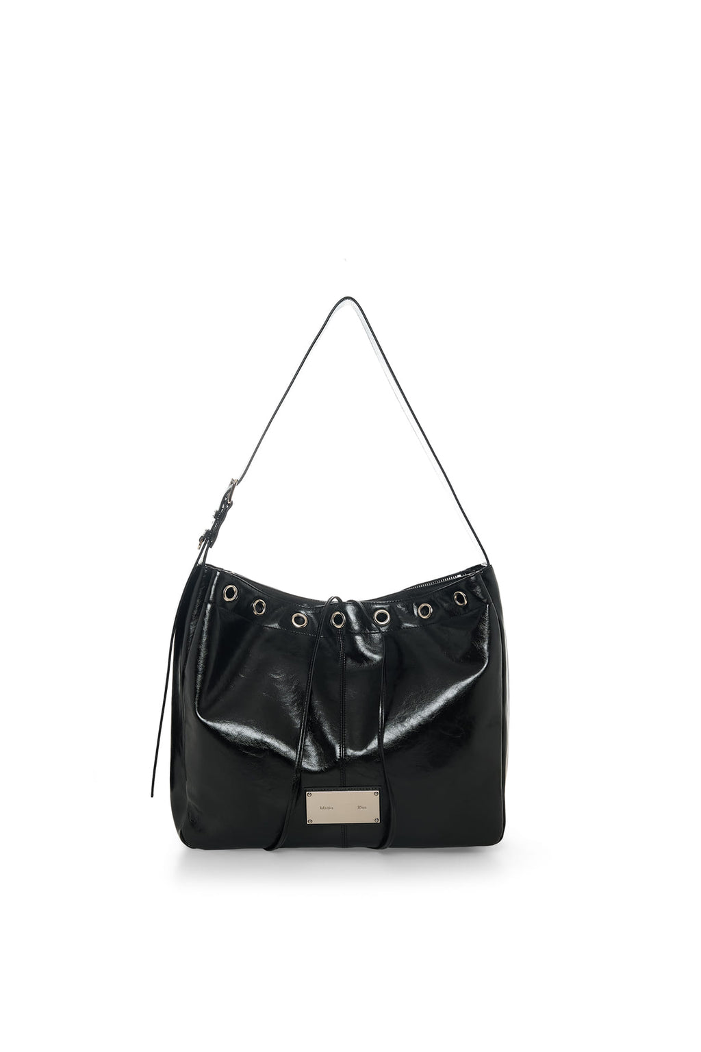 Matinkim Matin Eyelet Point Layered Big Shoulder Bag IN Black
