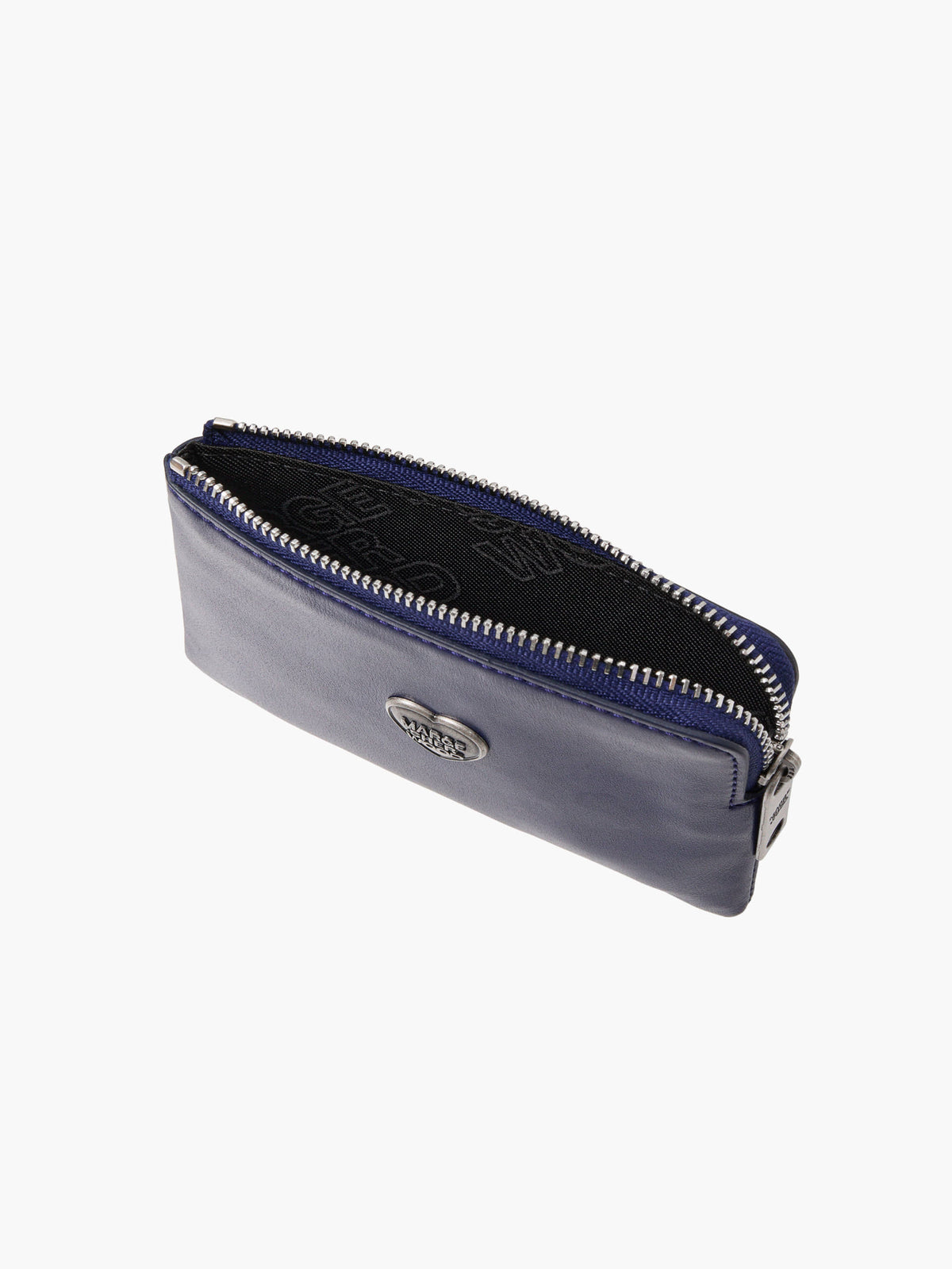 Margesherwood Heart Zipper Wallet Silver Logo royal blue glossy plain
