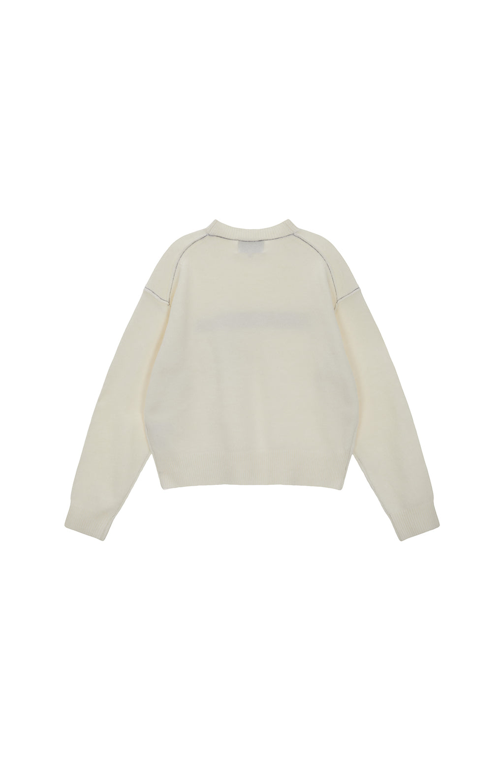 [matinkim] COLOR LINE POINT LOGO KNIT PULLOVER IN IVORY