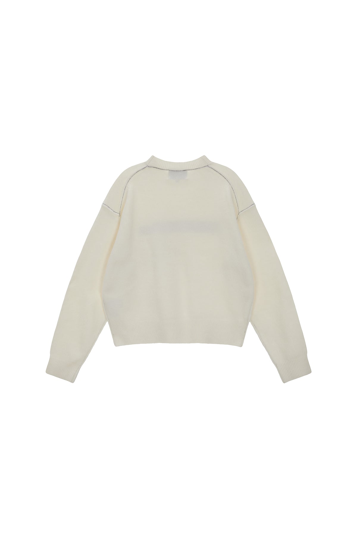 [matinkim] COLOR LINE POINT LOGO KNIT PULLOVER IN IVORY