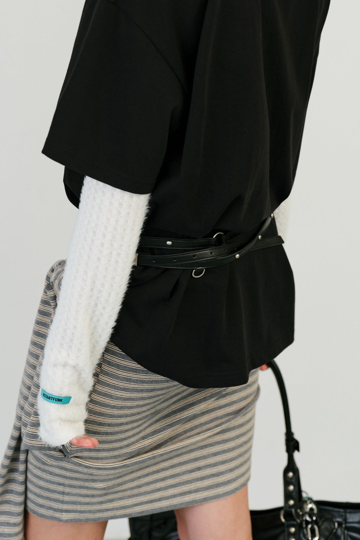 Instantfunk Chain Mix Leather Belt - Black