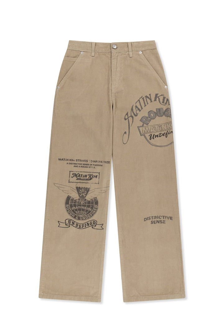 Matinkim Matin Graphic Corduroy Pants IN Beige