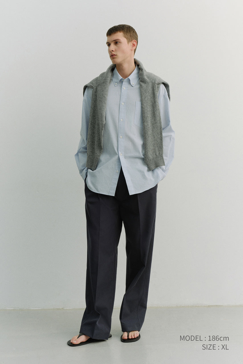 Dunst Unisex Oversized BD Striped Shirt Blue Grey Stripe