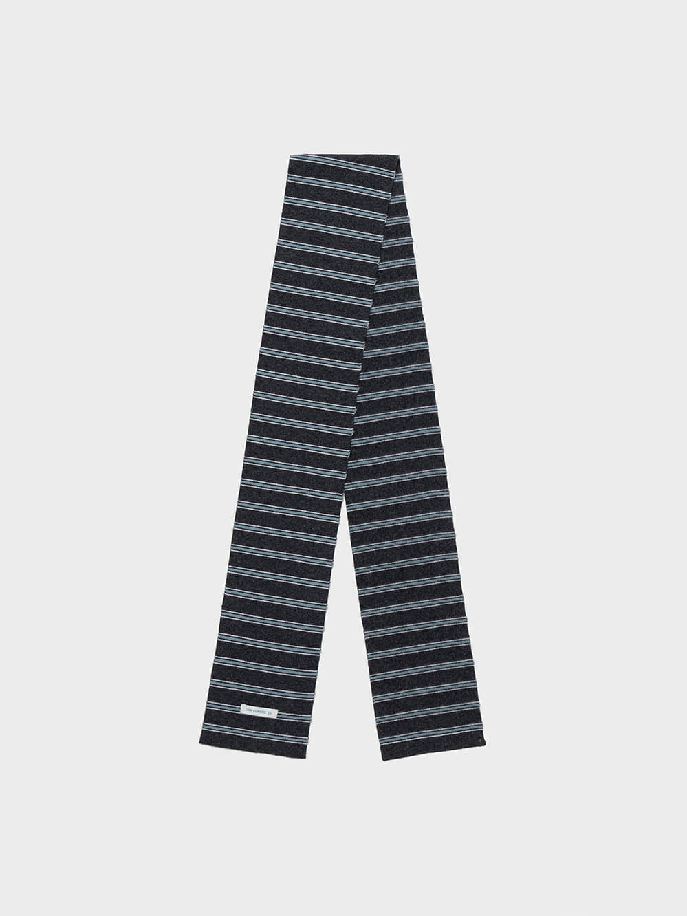 Low Classic Wool Cash Blend Striped Muffler Charcoal Grey
