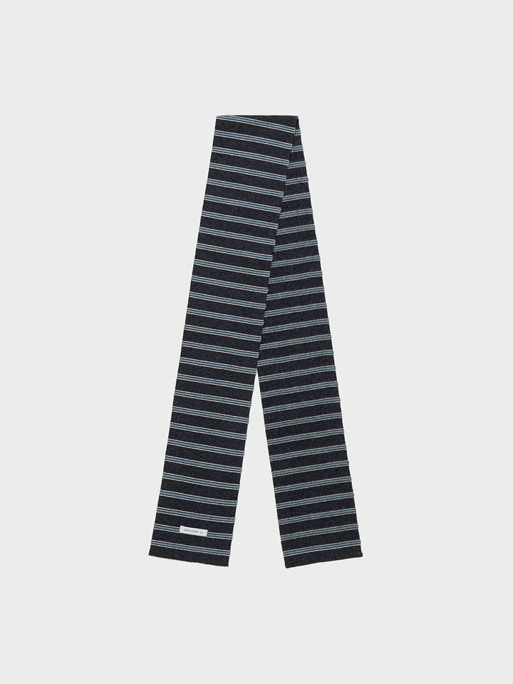 Low Classic Wool Cash Blend Striped Muffler Charcoal Grey