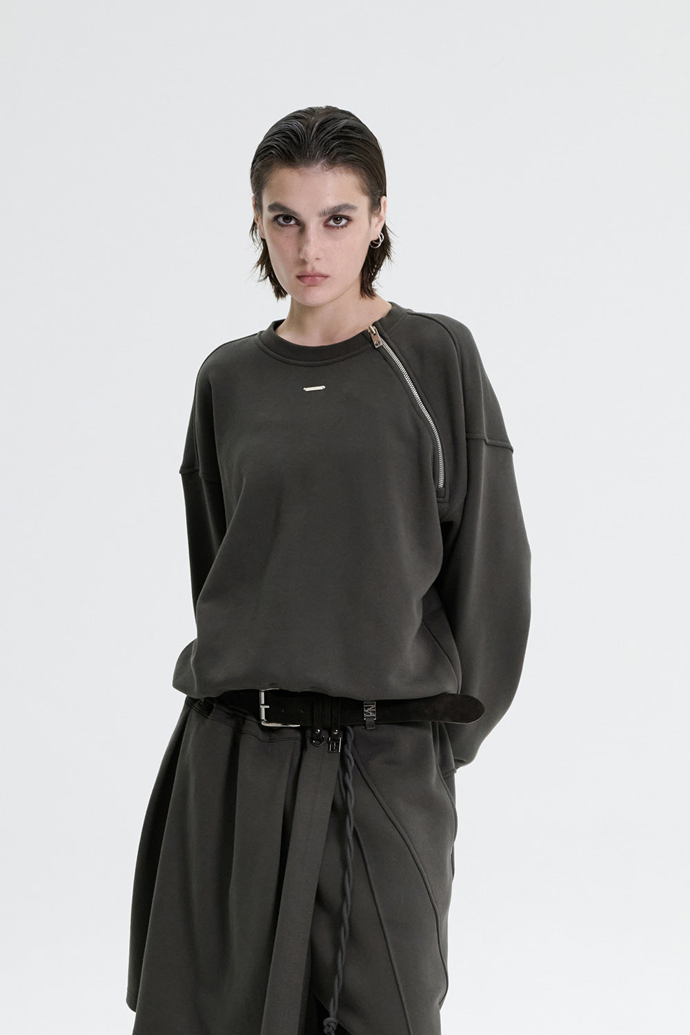 Treemingbird Zipper Sweat Shirt Charcoal
