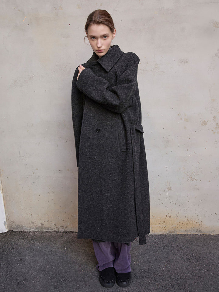 Raive High-neck Belted Long Coat