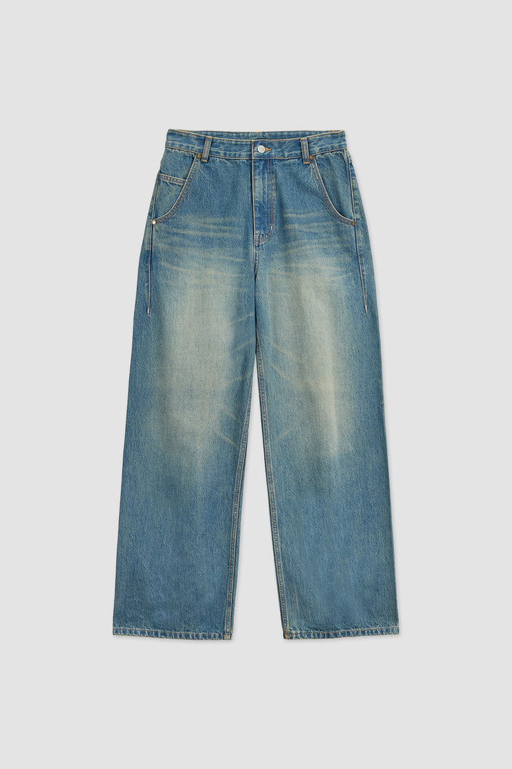 Matinkim Washed Wide Denim Pants IN Blue