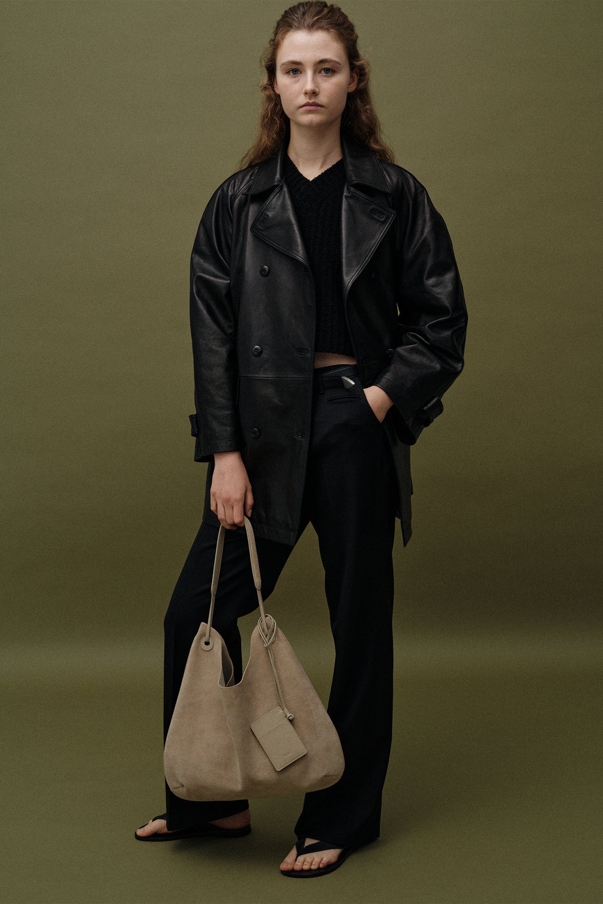 Nothing Written Medium shoulder hobo bag (Black suede)