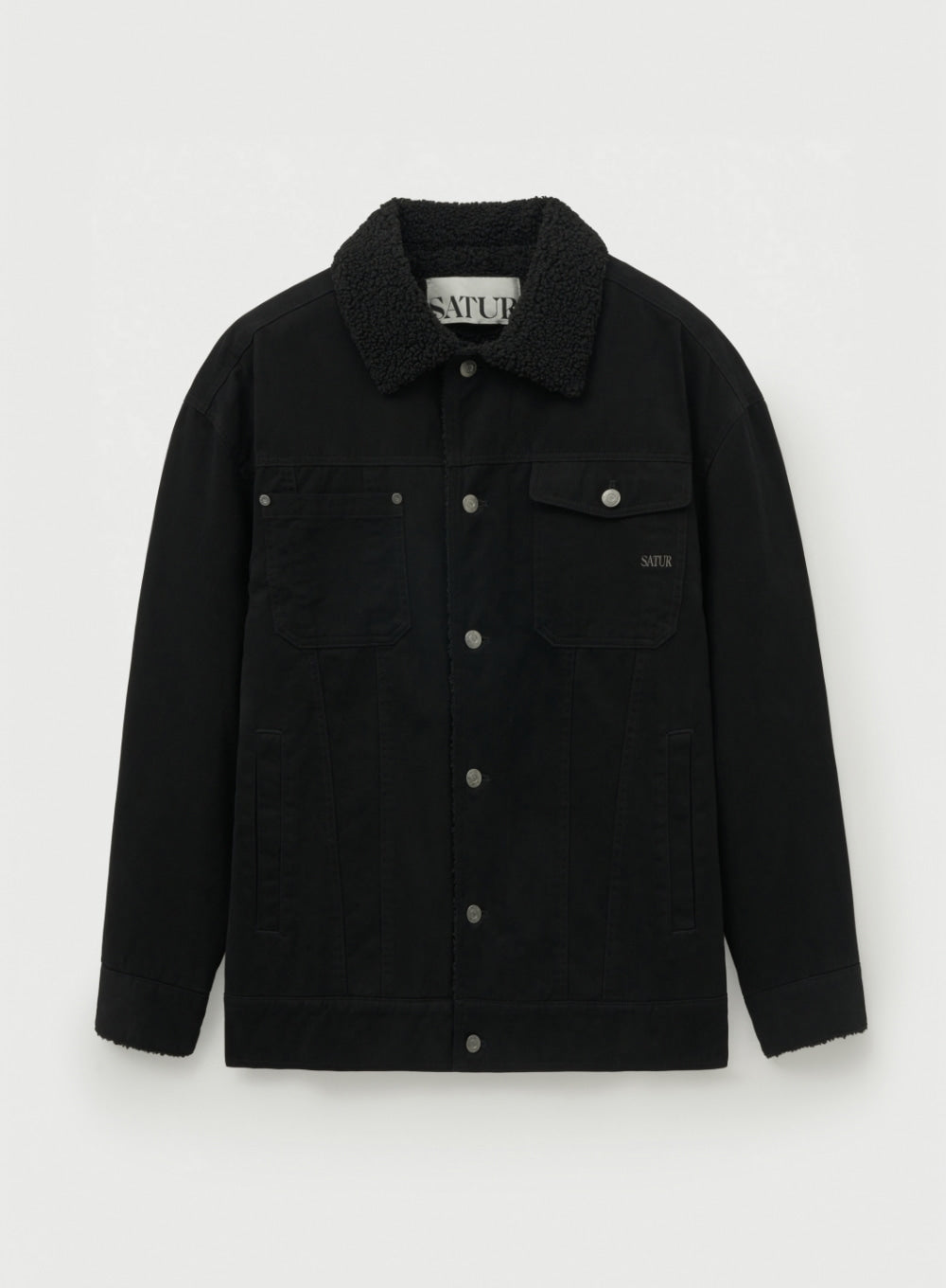 Satur Maron Trucker Jacket - Black