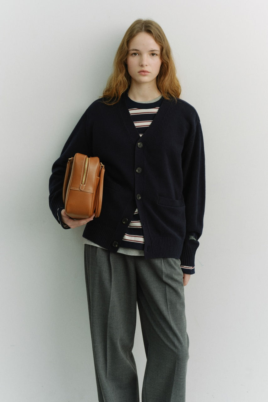 Dunst Unisex Boyfriend Knit Cardigan Dark Navy