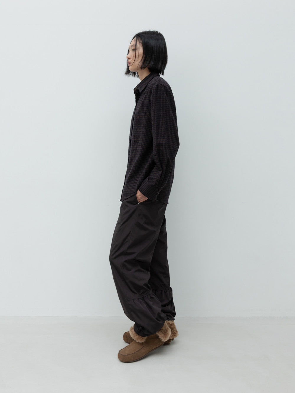 Low Classic Classic Wool Cotton Shirt Brown