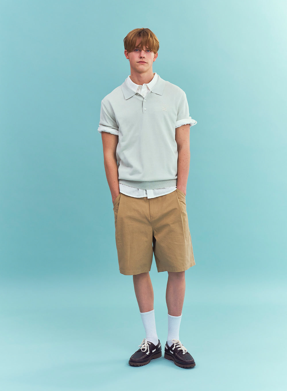 Satur Classic Collar Half Knit - Mint