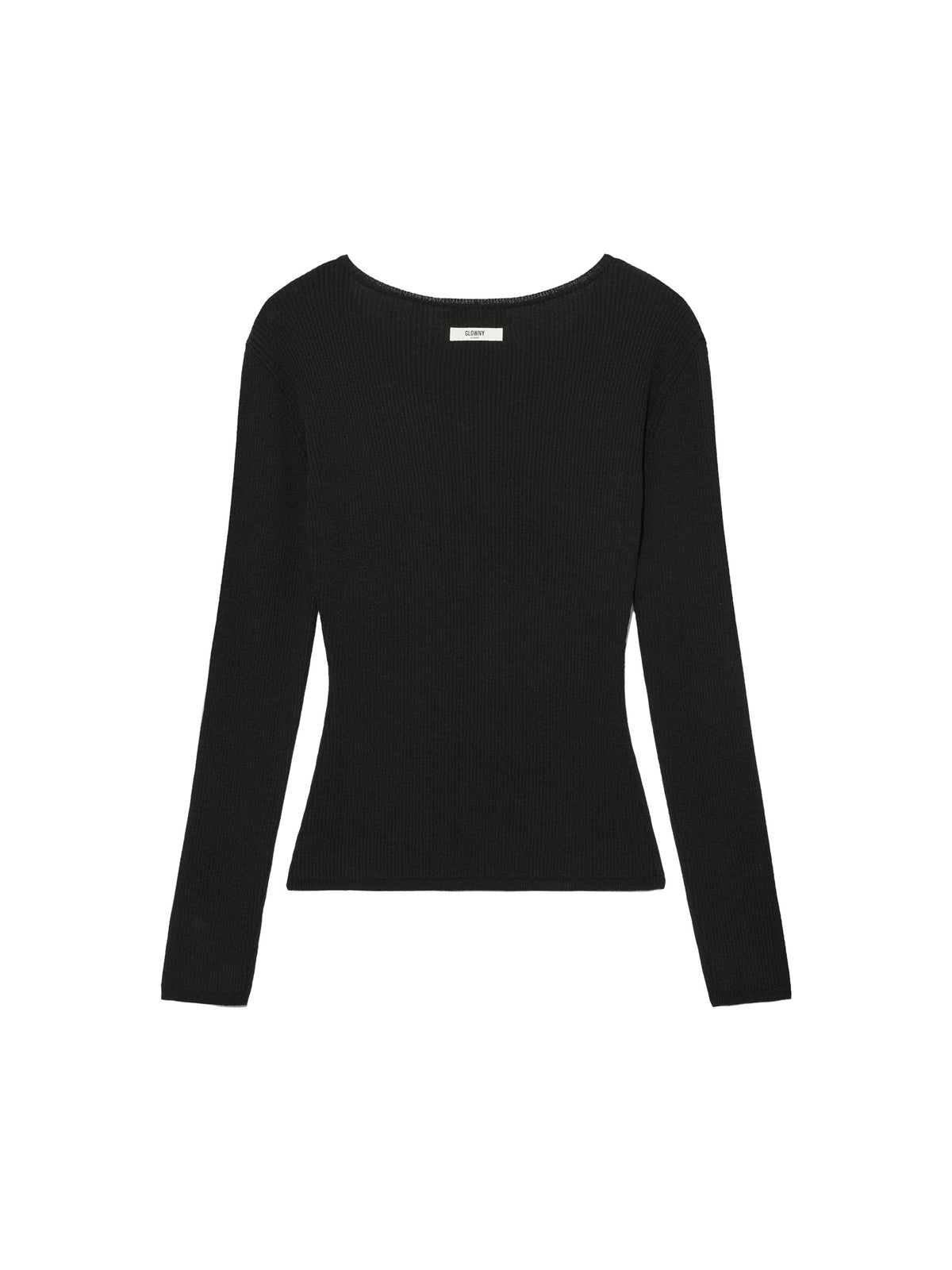 GLOWNY G Classic Rib V-Neck Knit (Black)