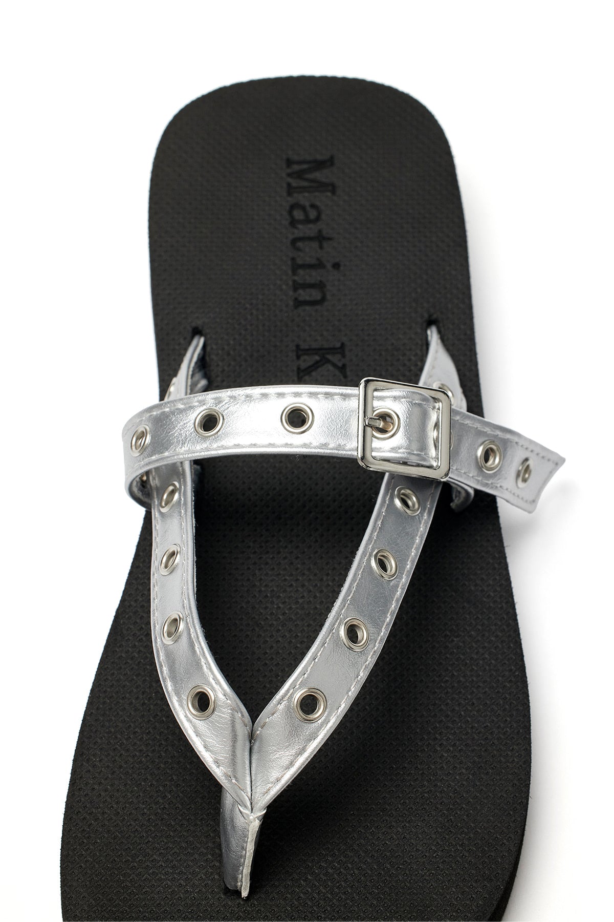 Matinkim Buckle Eyelet Slippers IN Silver