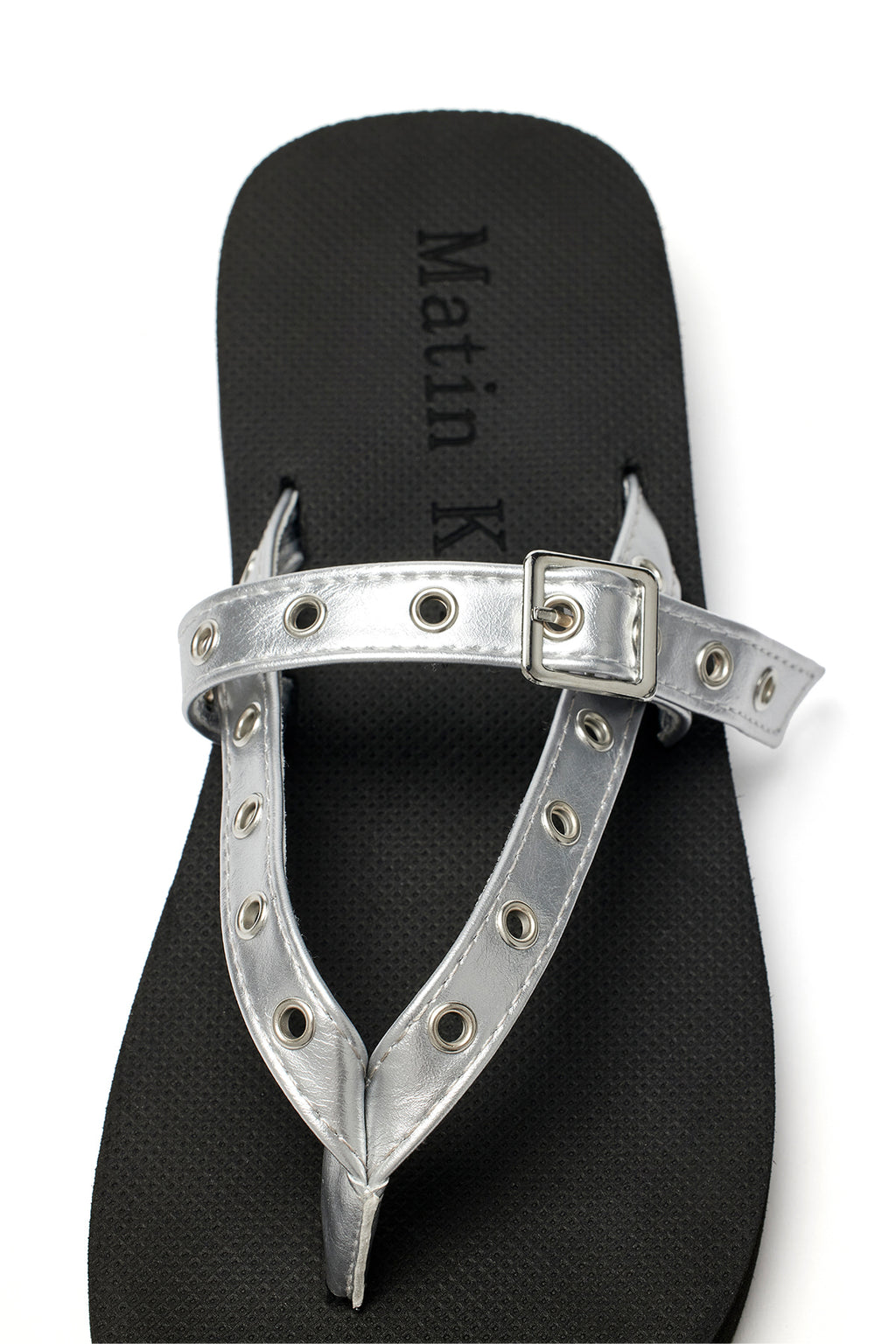 Matinkim Buckle Eyelet Slippers IN Silver