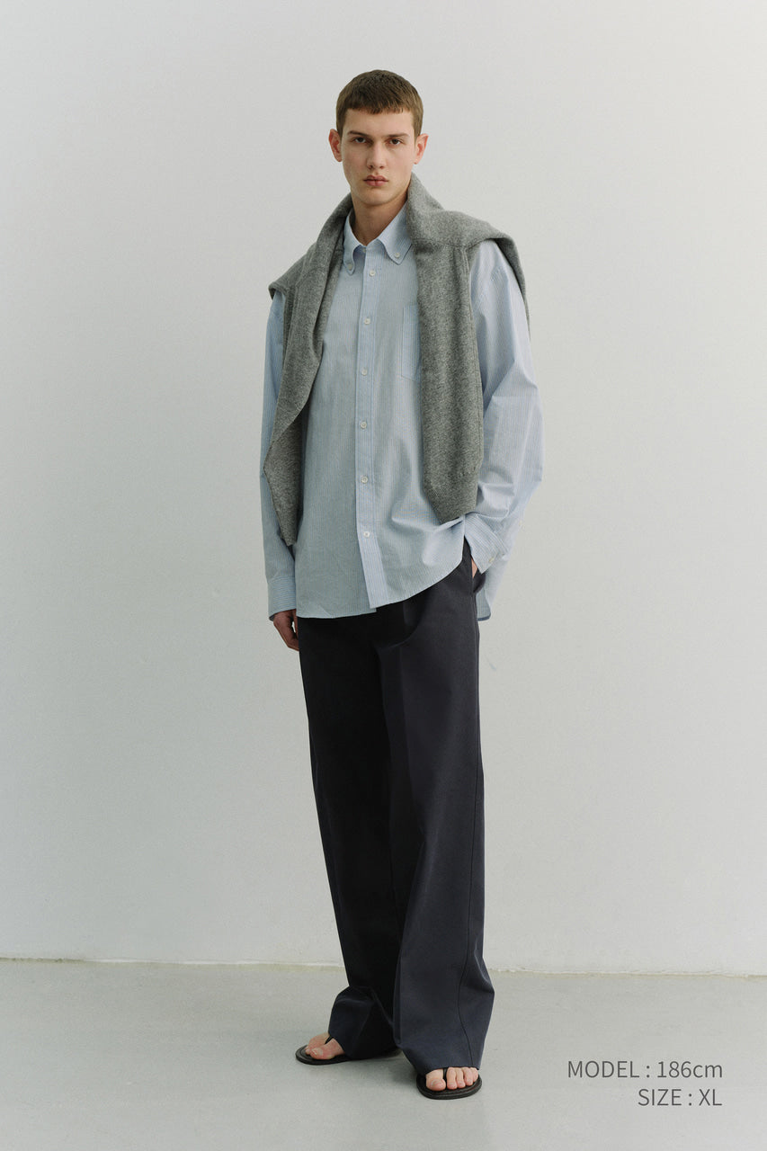 Dunst Unisex Oversized BD Striped Shirt Blue Grey Stripe