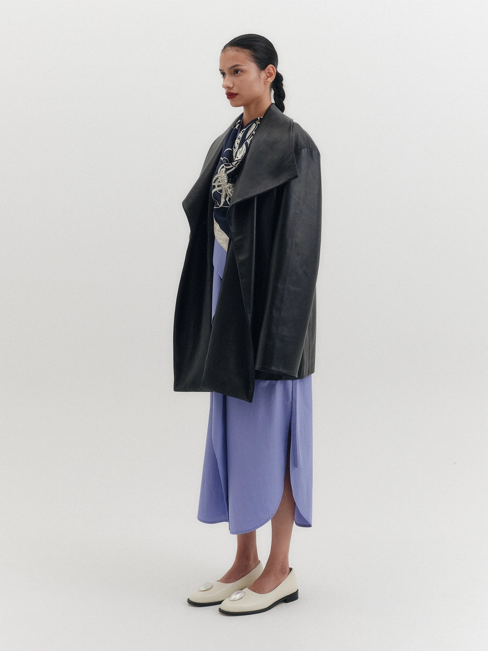 EENK Shawl Collar Leather Jacket - Black