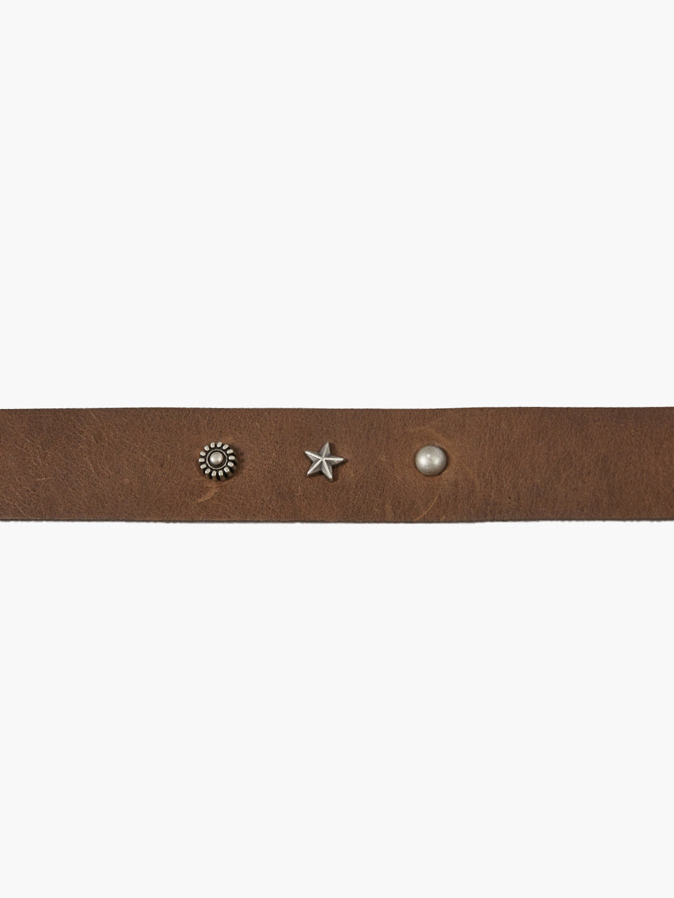 Margesherwood Leather Stud Belt washed brown pull-up