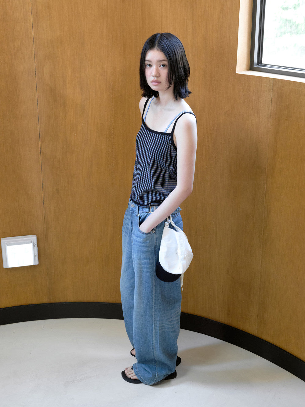 Low Classic Paper Stripe Knit Camisole Black