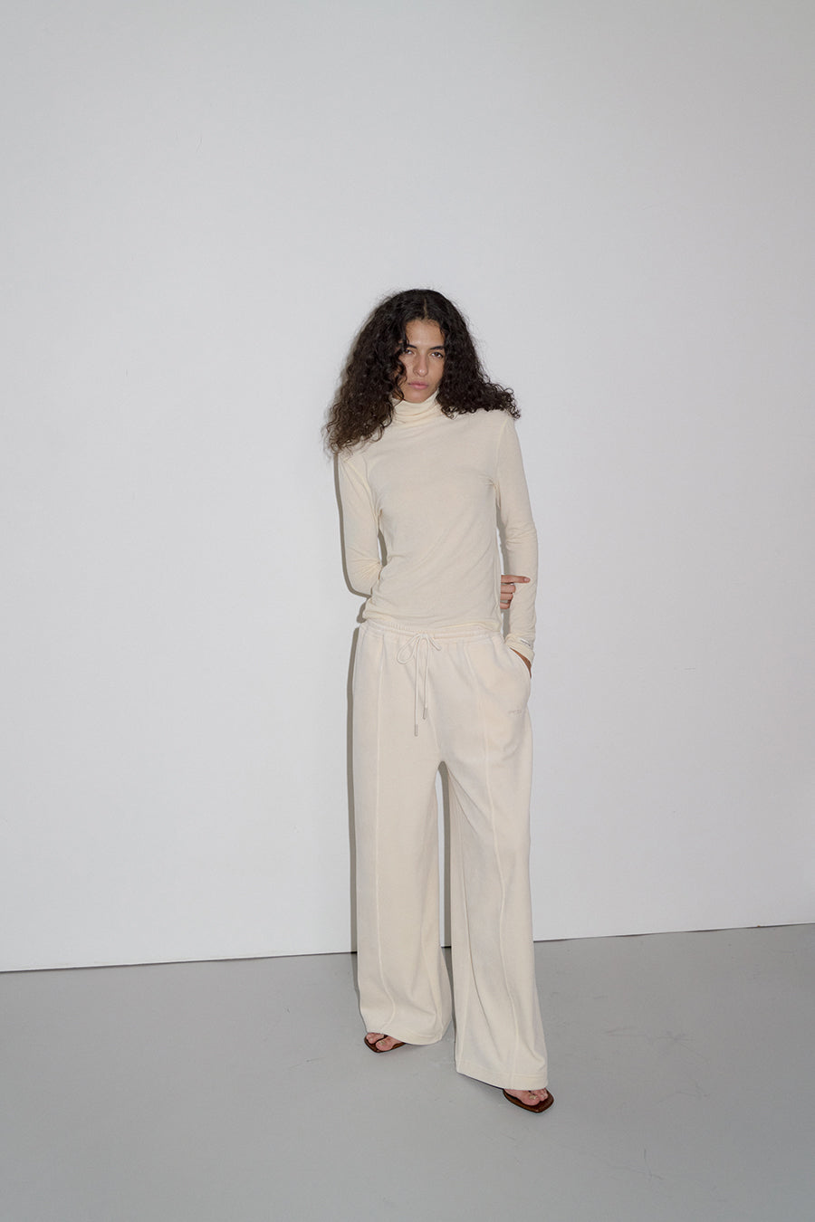 Overdueflair Two Way Velour Pants Cream