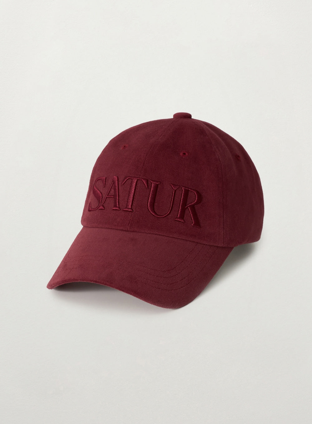 [satur] Vintage Casual Volume Embroidery Ball Cap - Burgundy
