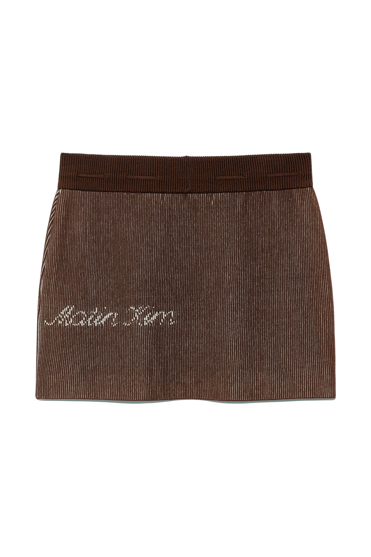 [matinkim] TWO TONE BANDING KNIT MINI SKIRT IN BROWN