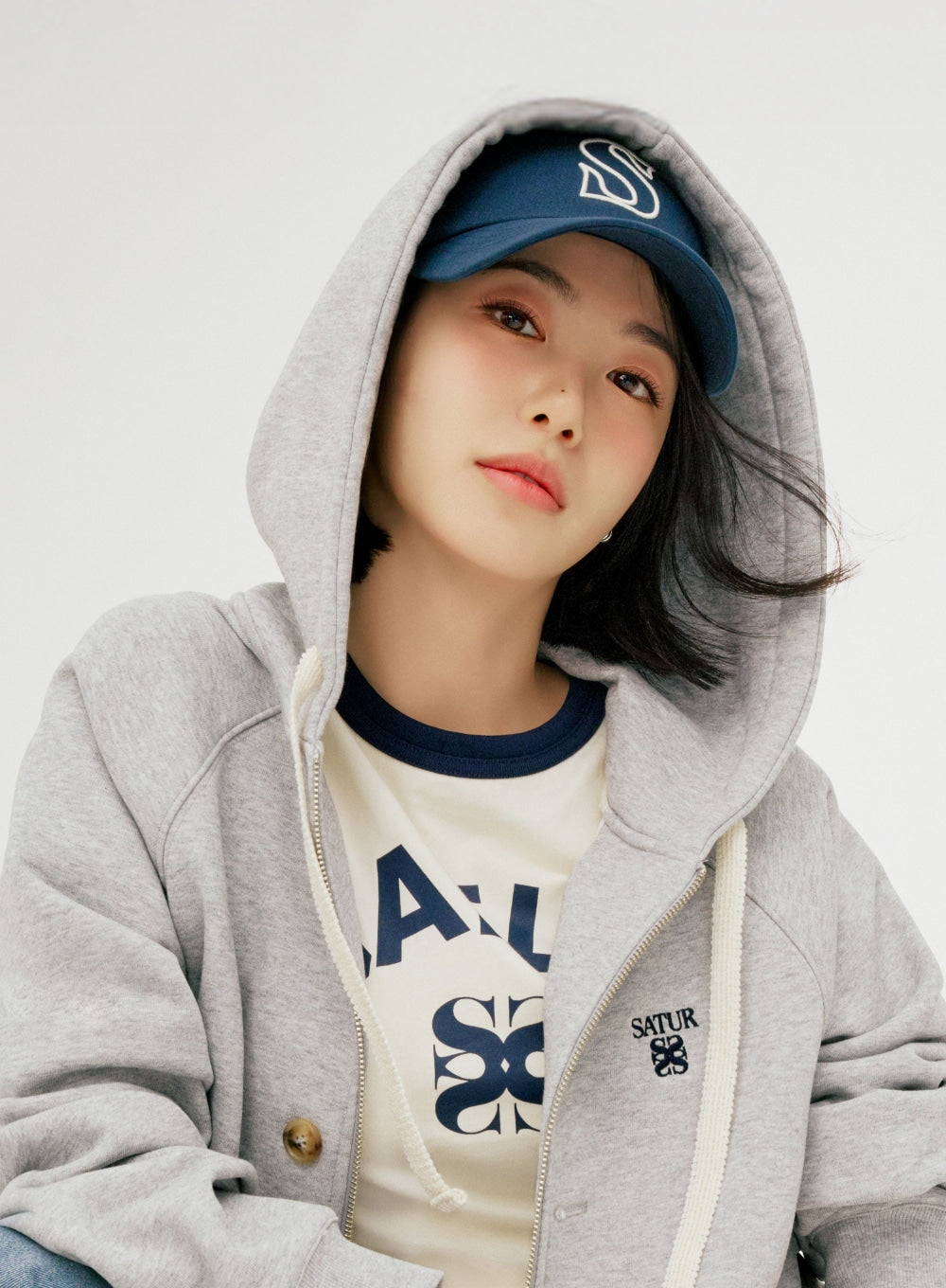 satur S Logo Vintage Casual Ball Cap - Navy