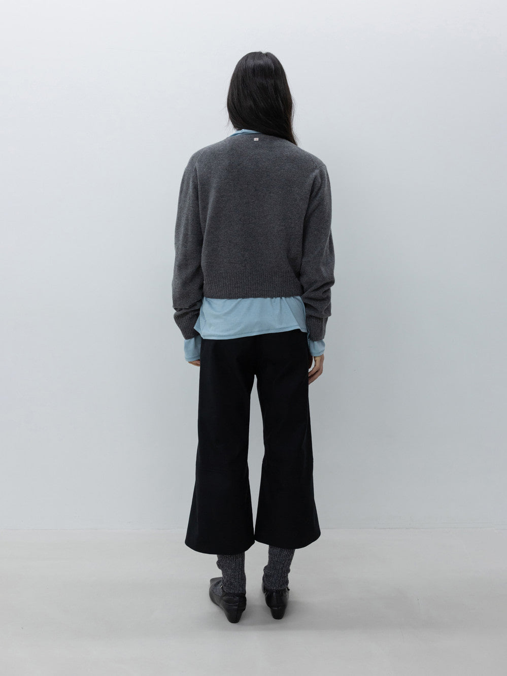 Low Classic Crop Wool Cardigan Charcoal