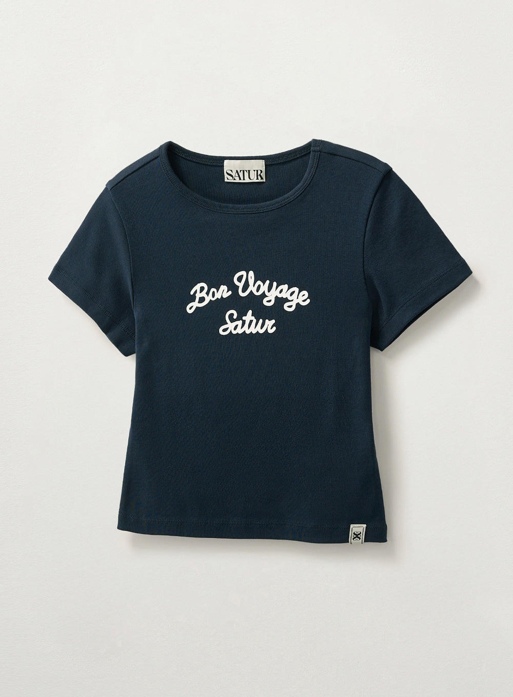 [satur] (W) Bon Voyage Slim Fit Crop T-Shirt - Navy