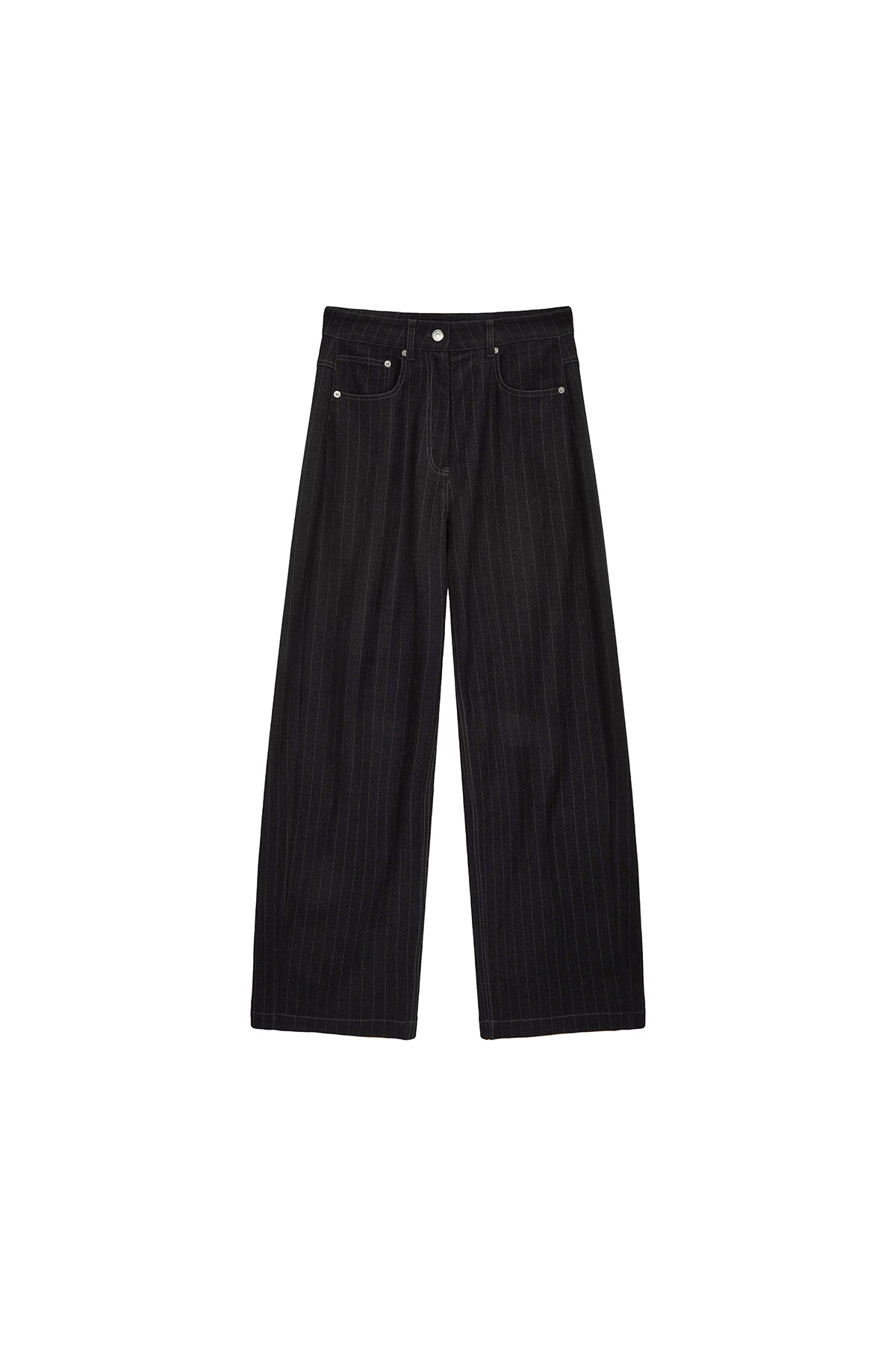 Matinkim Denim Like Stripe Wide Pants IN Charcoal