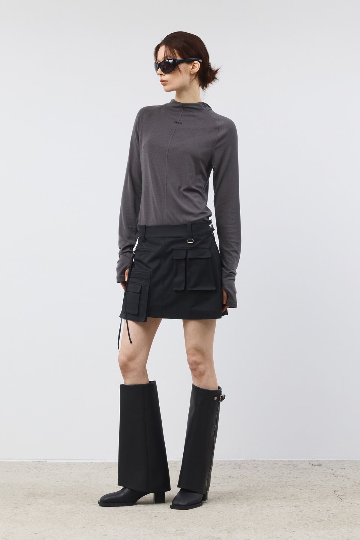 Matinkim Slim Hoody Jersey Top IN Charcoal