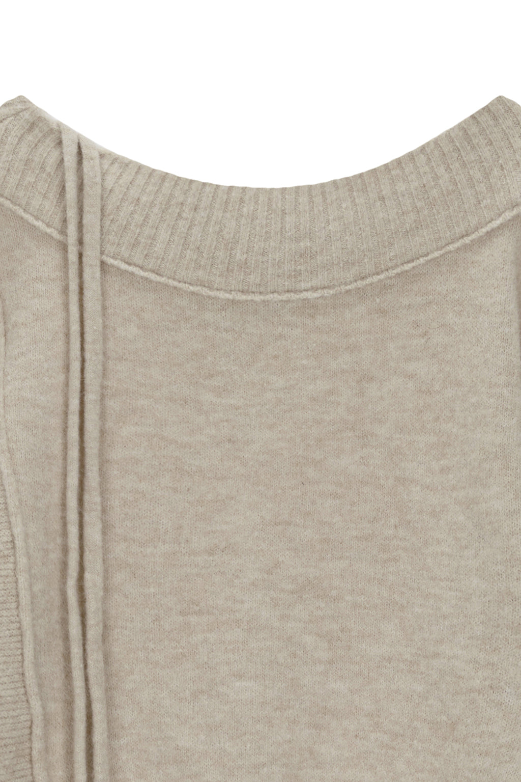 [matinkim] OFF SHOULDER STRING KNIT PULLOVER IN BEIGE