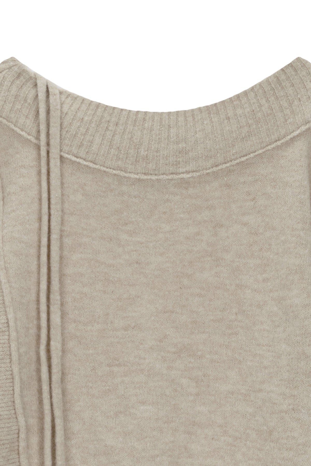 [matinkim] OFF SHOULDER STRING KNIT PULLOVER IN BEIGE