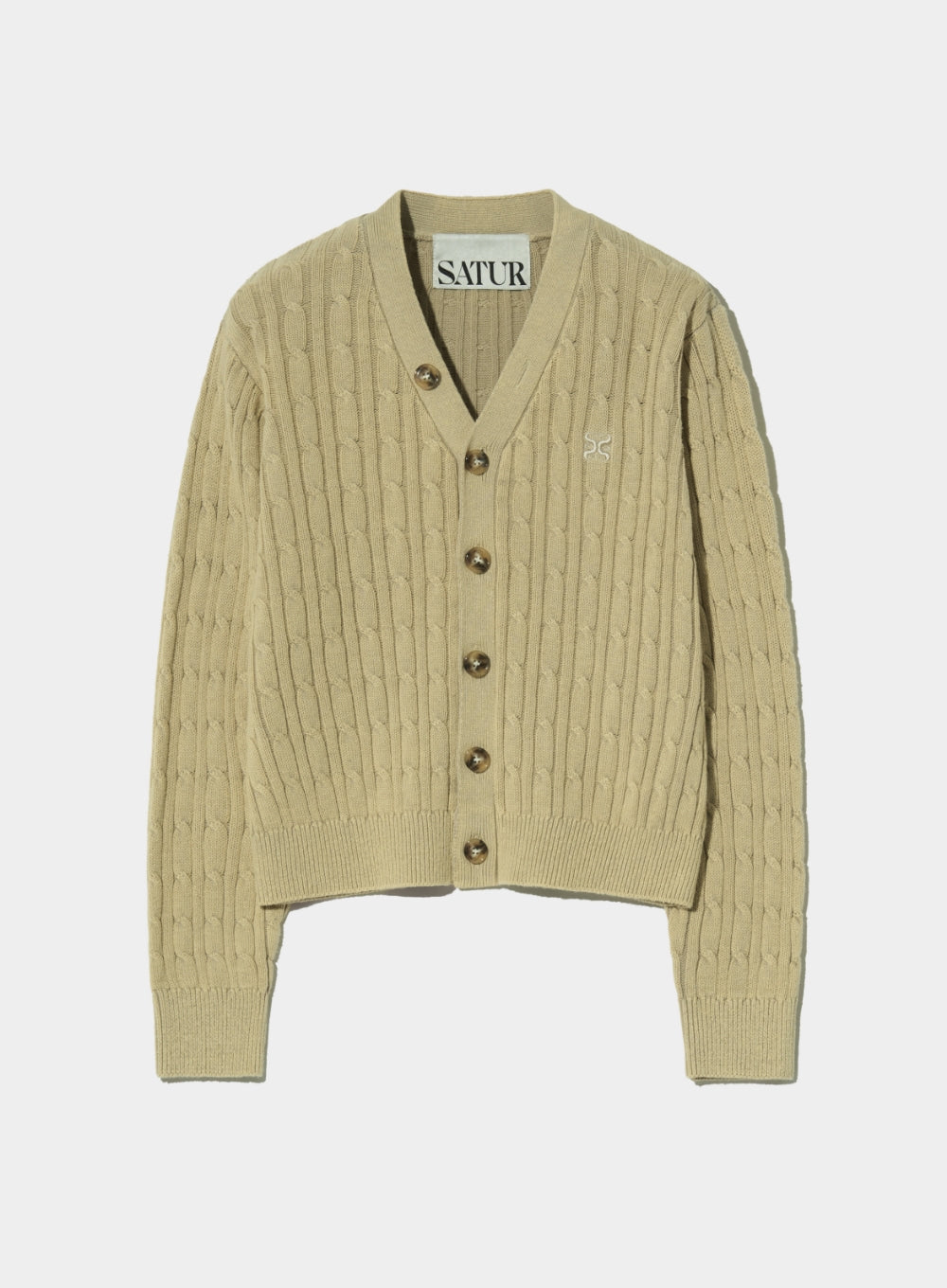 [satur] (W) Faro Over Size Cable Cardigan - Organic Beige