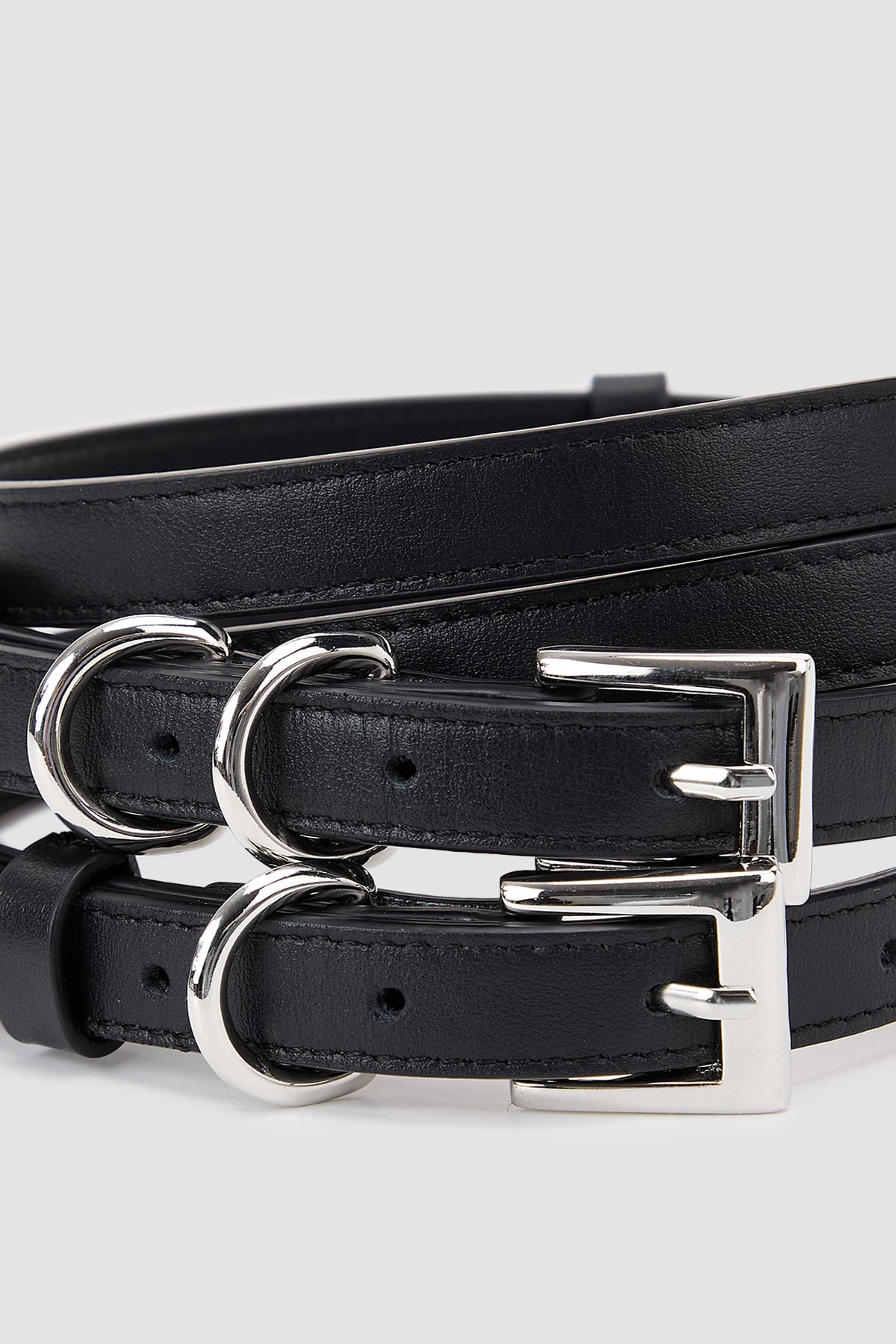 Matinkim Double Strap Leather Belt IN Black
