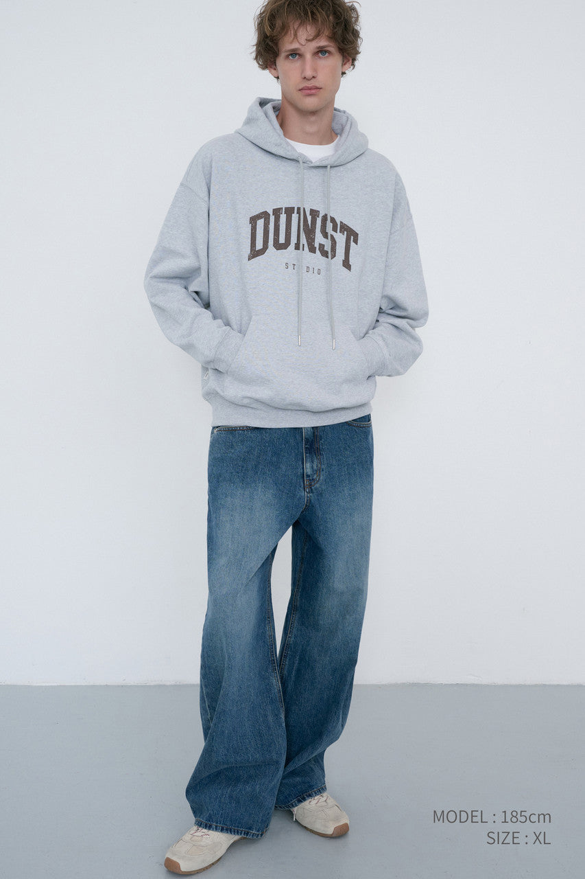 Dunst Unisex Arch Logo Hoodie Mid Melange Grey