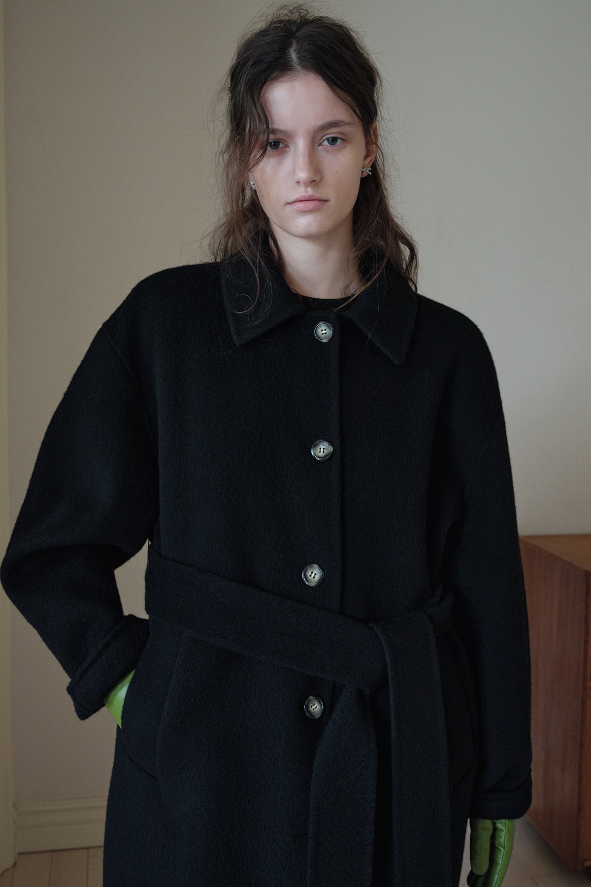 Overdueflair Quilted Lining Handmade Alpaca Coat Black