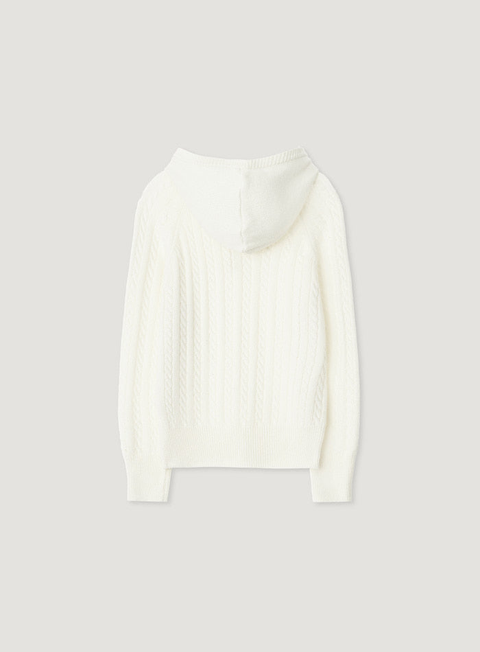 Mango Maniplease Sand Hoodie Knit Cream
